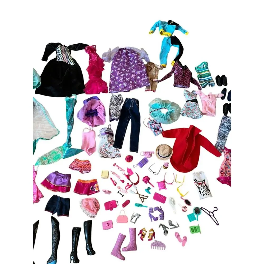 Large Lot Barbie Size Clothes + Shoes, Boots Accessories Some Ken Modern + VTG